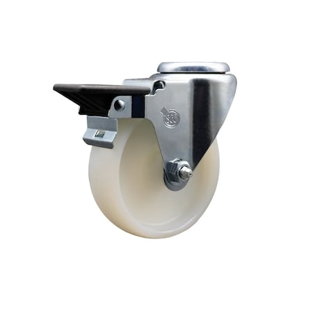 Service Caster 4'' Nylon Wheel Swivel Bolt Hole Caster with Posi Lock Brake SCC-BH20S414-NYS-PLB